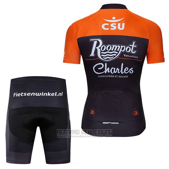 2019 Fahrradbekleidung Roompot Charles Orange Shwarz Trikot Kurzarm und Overall